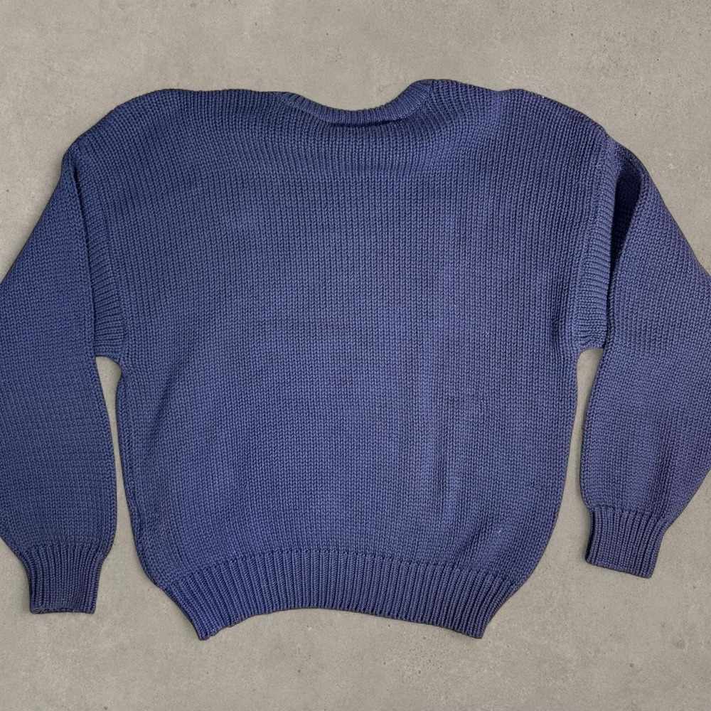 Vintage New River Colorblock Cotton Knit Sweater Men's M 90s Grandpa Preppy - Picture 5 of 5